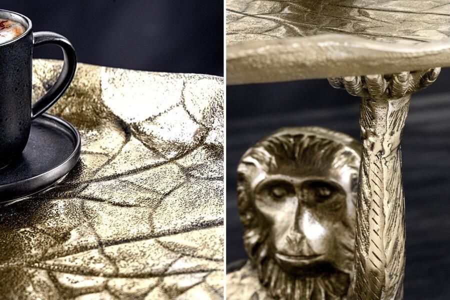 Invicta Interior Design Bijzettafel WILDLIFE MONKEY 60cm goud antiek metaal handgemaakt 44835
