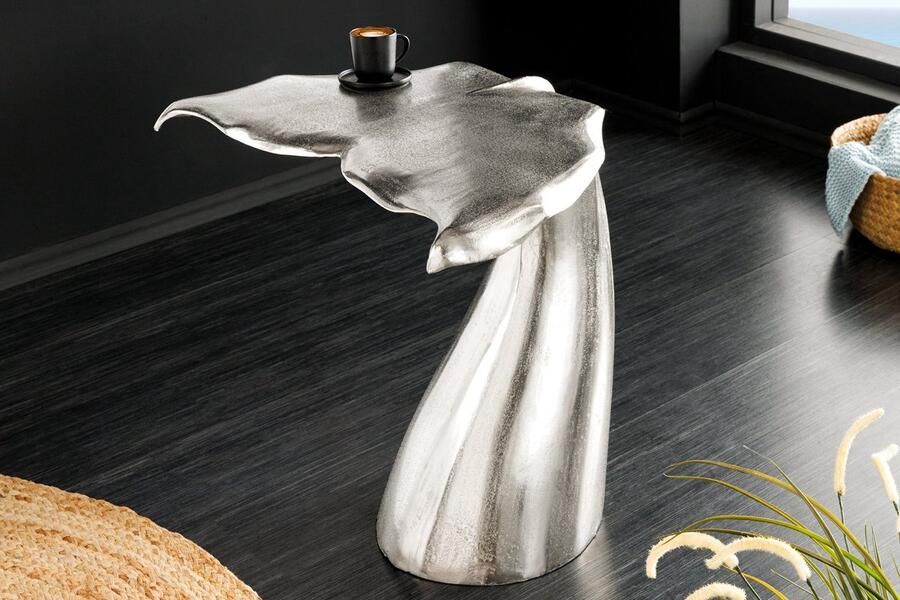 Invicta Interior Design Bijzettafel WILDLIFE Whale Fin 60cm zilver metaal handgemaakt 44842 - Foto 2
