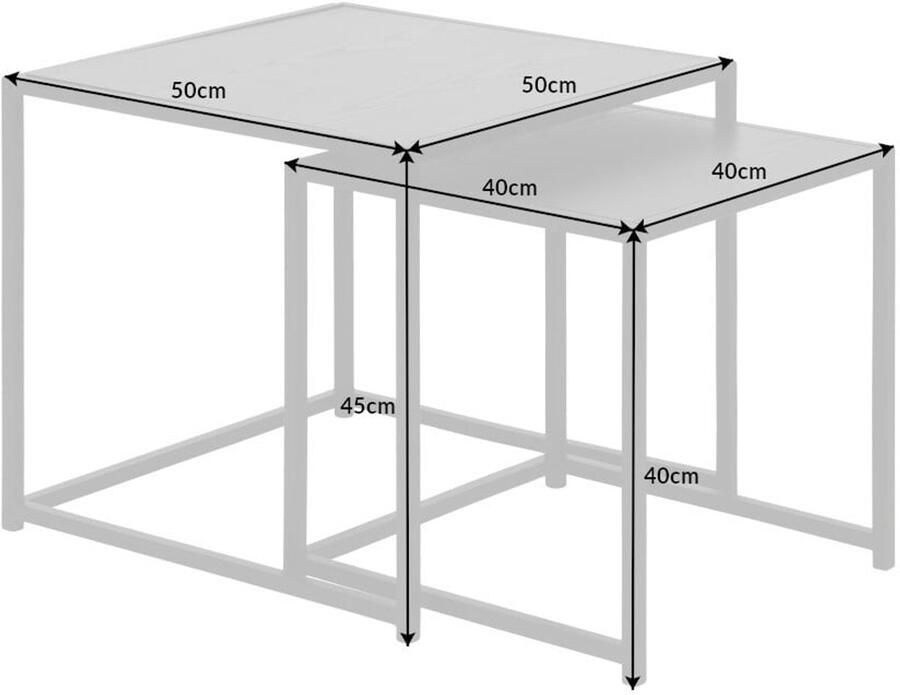 Invicta Interior Design bijzettafels set van 2 SLIM LINE 50cm zwart essen industrieele stijl 42011 - Foto 2