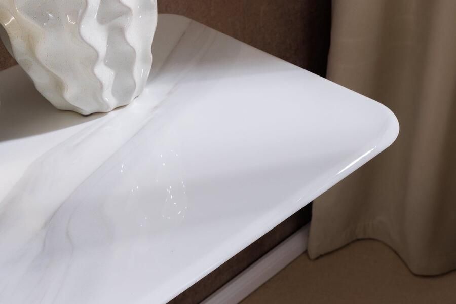 Invicta Interior Design console tafel ART LIVING 140cm wit marmer keramiek champagne goud geborsteld 46203 - Foto 2