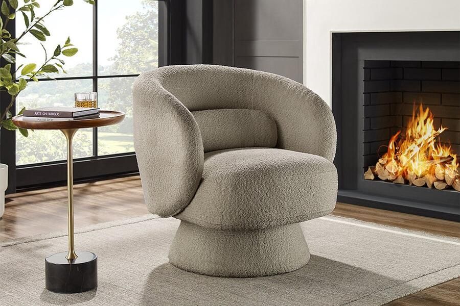 Invicta Interior Design draaifauteuil BOSSA NOVA taupe bouclé 43527