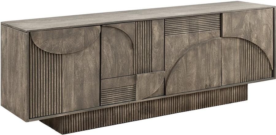 Invicta Interior Design Dressoir ART DECO 170cm grijs gerookt mangohout massief 3D front 45480 - Foto 2