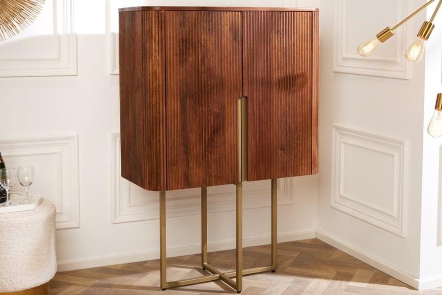 Invicta Interior Design Dressoir GATSBY 125cm bruin mat goud Mangoholz Retro 43335