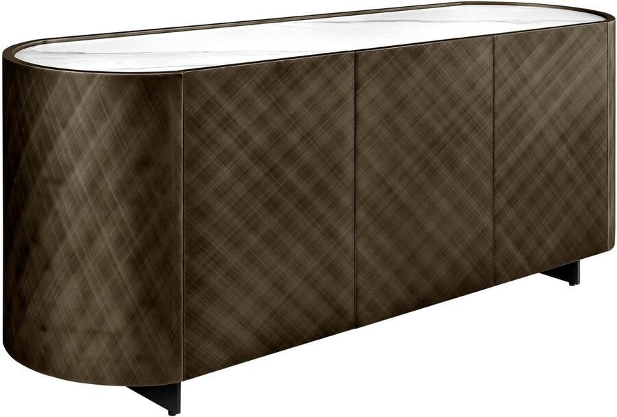 Invicta Interior Design Dressoir REFLECTION 150cm wit keramiek marmer brons 3D effect geborstelde afwerking 46502