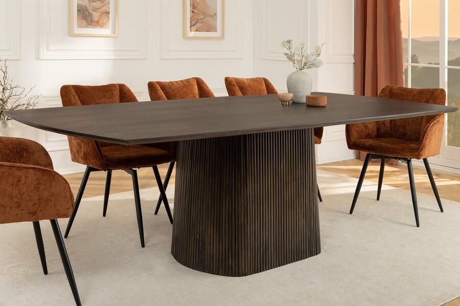 Invicta Interior Design Eettafel GRAND 200cm Donkerbruin Mangohout Bootvorm met Onderstel 45836 - Foto 2