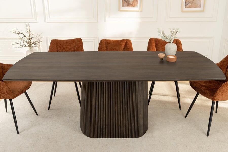 Invicta Interior Design Eettafel GRAND 200cm Donkerbruin Mangohout Bootvorm met Onderstel 45836 - Foto 2