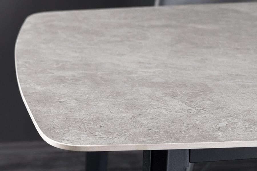 Invicta Interior Design eettafel MILANO 180 cm grijs marmer keramiek zwarte metalen poten 44768 - Foto 2