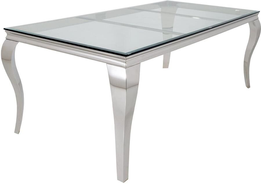 Invicta Interior Design eettafel MODERN BAROK 200 cm naturel chroom teakhouten roestvrijstalen blad 6044363