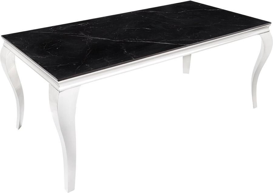 Invicta Interior Design eettafel MODERN BAROQUE 180 cm zwart antraciet chroom keramiek marmer 44366