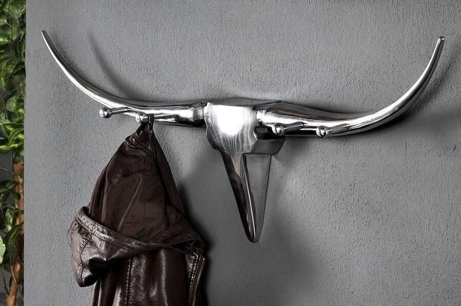 Invicta Interior Design Kapstok BULL 100cm Aluminium Wanddecoratie Bull's Head 20076 - Foto 3