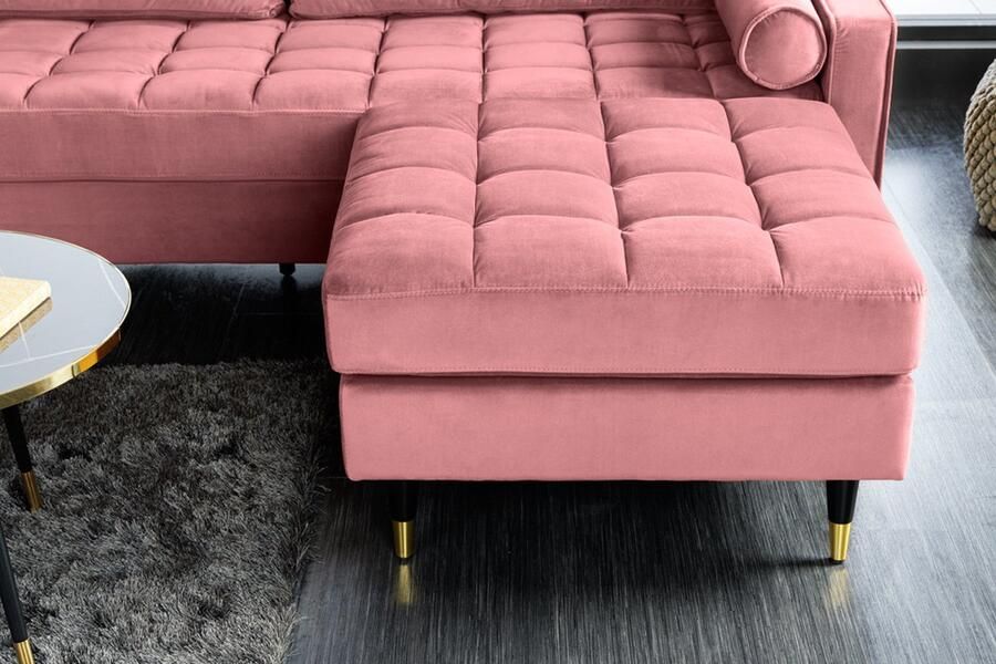 Invicta Interior Design kruk COZY VELVET 80cm schemerige rosé gouden fluwelen metalen poten 43607 - Foto 3