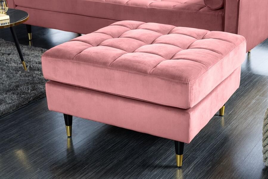 Invicta Interior Design kruk COZY VELVET 80cm schemerige rosé gouden fluwelen metalen poten 43607 - Foto 2