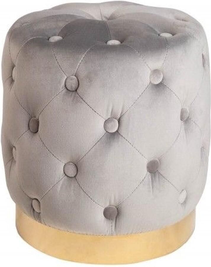 Invicta Interior Design kruk MODERN BAROK 37cm edel grijs goud fluweel Chesterfield 40731 - Foto 2