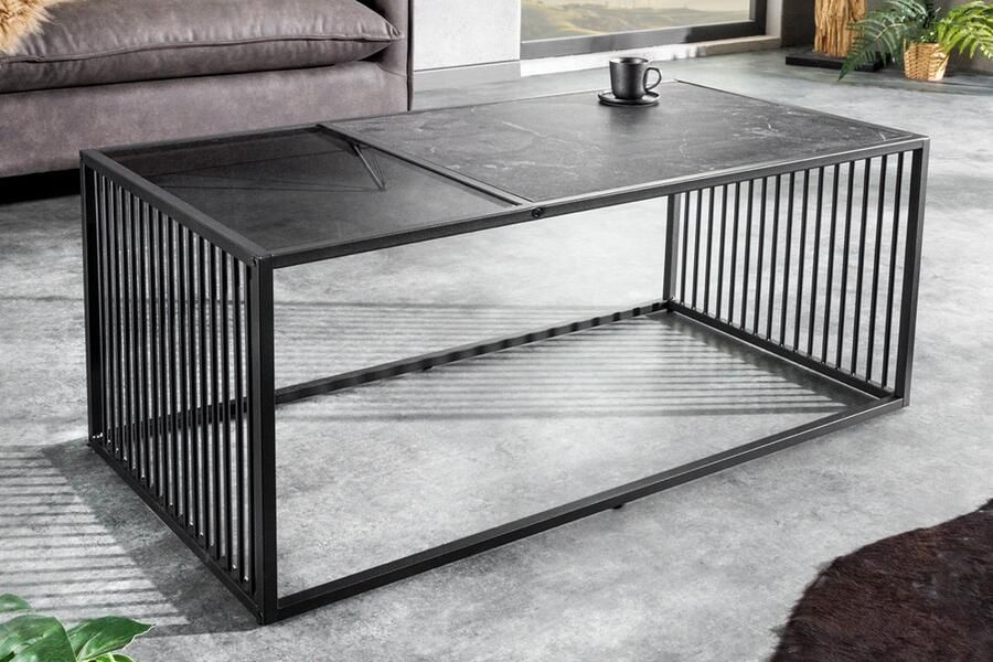 Invicta Interior Design salontafel ARCHITECTURE 100cm zwart marmer rookglas metaal 43001 - Foto 2