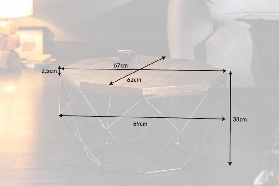 Invicta Interior Design salontafel DIAMOND 70cm natuurlijk mangohout massief messing ijzeren frame 40391 - Foto 2