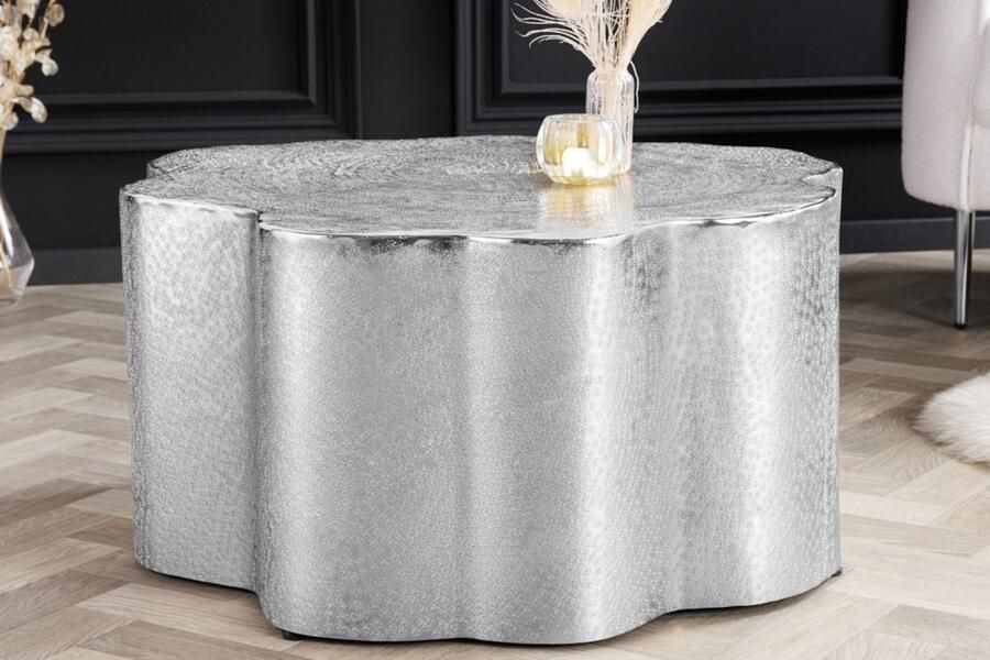 Invicta Interior Design salontafel ORGANIC ORIENT 75cm zilver handgemaakt 42246