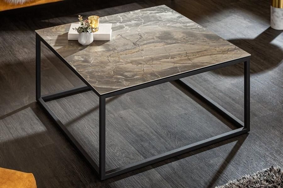 Invicta Interior Design salontafel SYMBIOSE 75cm marmer taupe keramiek gemaakt in Italie 6540670