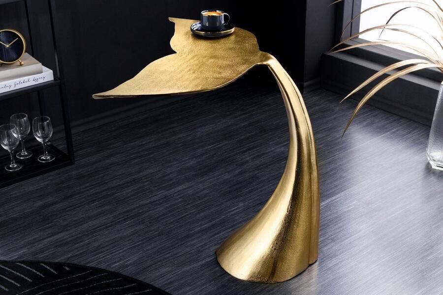 Invicta Interior Design salontafel WILDLIFE walvisvin 70cm goud metaal handgemaakt 43472 - Foto 2