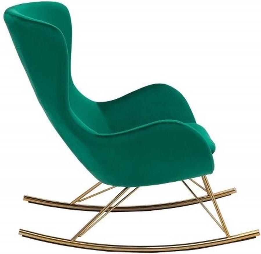 Invicta Interior Design schommelstoel SCANDINAVIA SWING smaragdgroen goud fluwelen schommelstoel 40162 - Foto 2