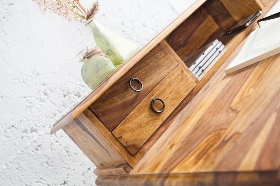 Invicta Interior Design secretaire HEMINGWAY M 90cm Sheesham massief houten bureau 36340 - Foto 3