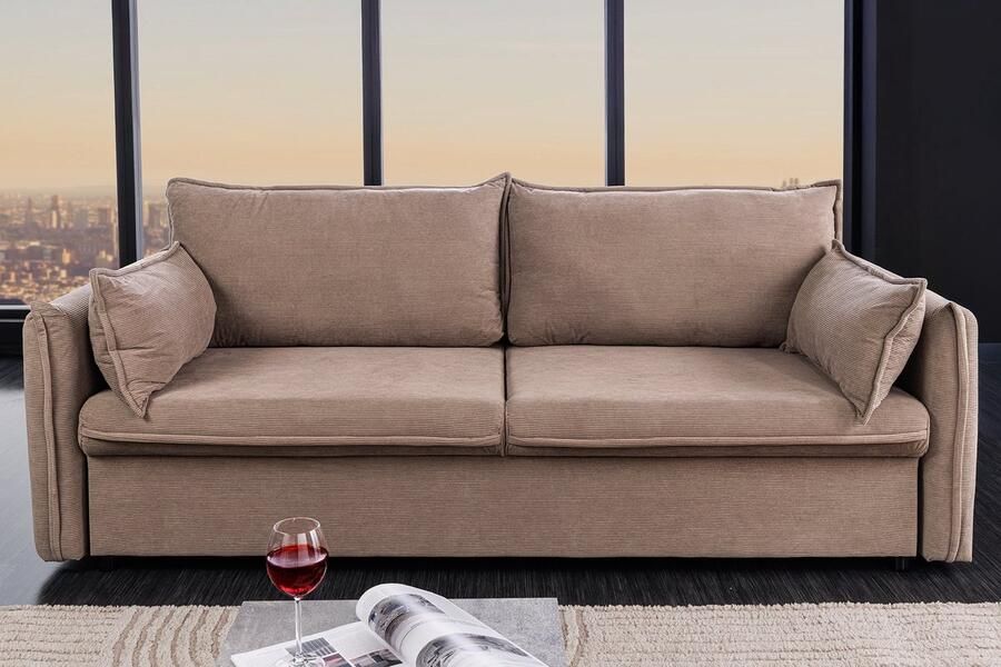 Invicta Interior Design slaapbank APARTMENT 215cm taupe corduroy 3-zits bank 44502 - Foto 2