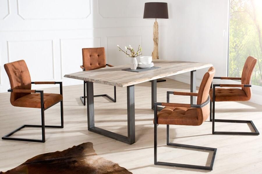 Invicta Interior Design sledestoel OXFORD vintage bruin met armleuning ijzeren frame 36959 - Foto 2