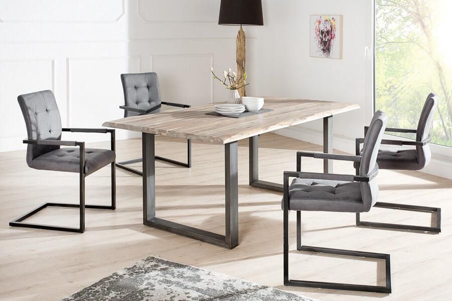 Invicta Interior Design sledestoel OXFORD vintage grijs met armleuning ijzeren frame 36960 - Foto 2