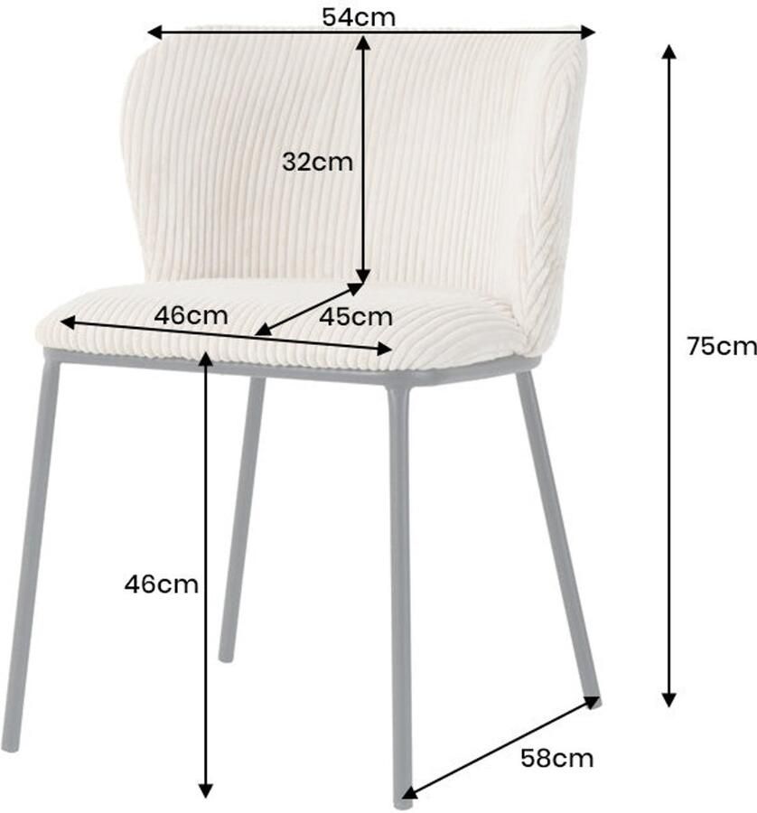 Invicta Interior Design Stoel LYON mint corduroy zwarte metalen poten 44963