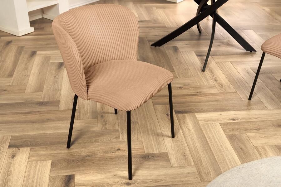 Invicta Interior Design Stoel LYON Roze Corduroy Zwart Metalen Poten 44962 - Foto 2