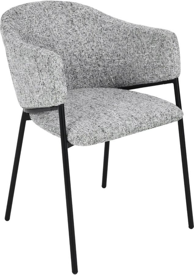 Invicta Interior Design Stoel NOBLESSE Grijs Chenille Zwart Metalen Frame 47577 - Foto 2