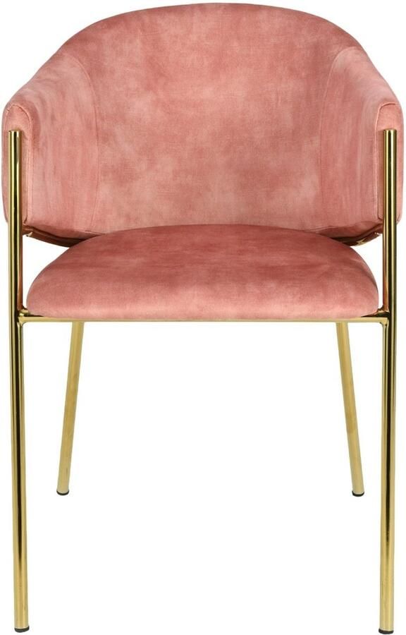Invicta Interior Design Stoel NOBLESSE rosé fluweel goud verchroomd metalen frame retro look 47583