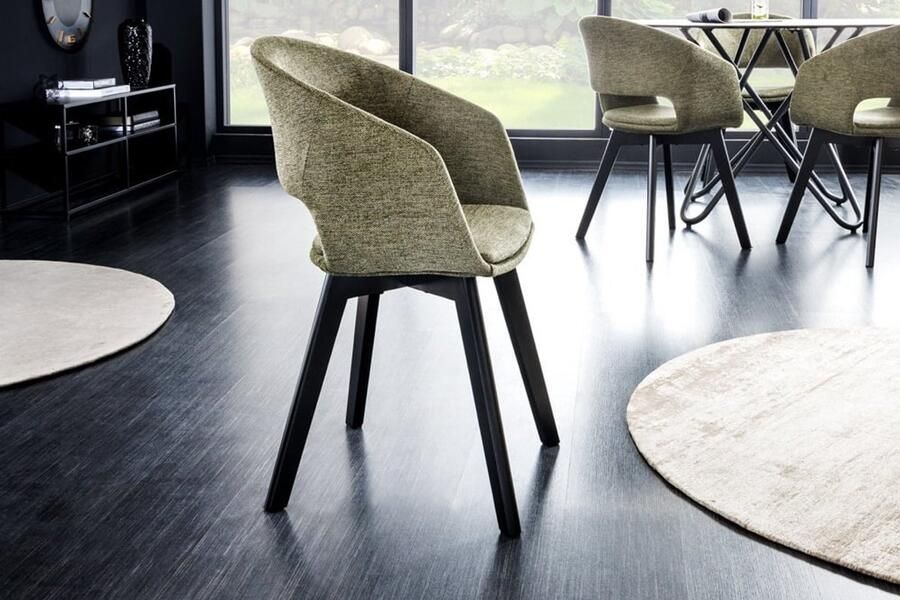 Invicta Interior Design stoel NORDIC STAR groene structuurstof houten poten 43425