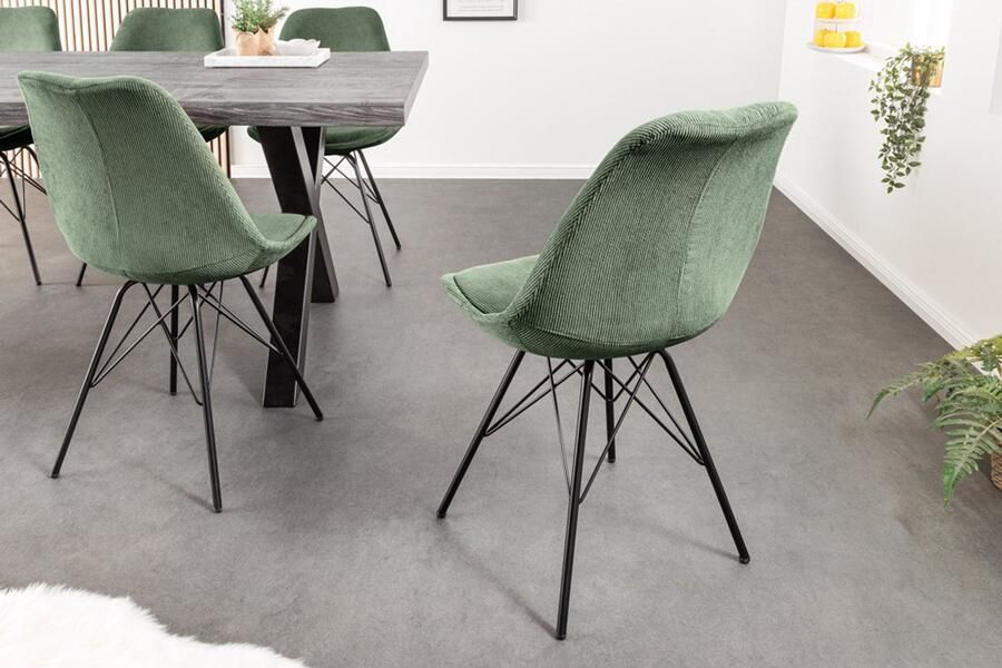 Invicta Interior Design stoel SCANDINAVIA MEESTERSTUK groen koord zwart metalen frame 43698