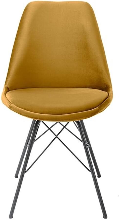 Invicta Interior Design stoel SCANDINAVIA MEESTERSTUK mosterdgeel fluweel zwart metalen poten 43063 - Foto 2