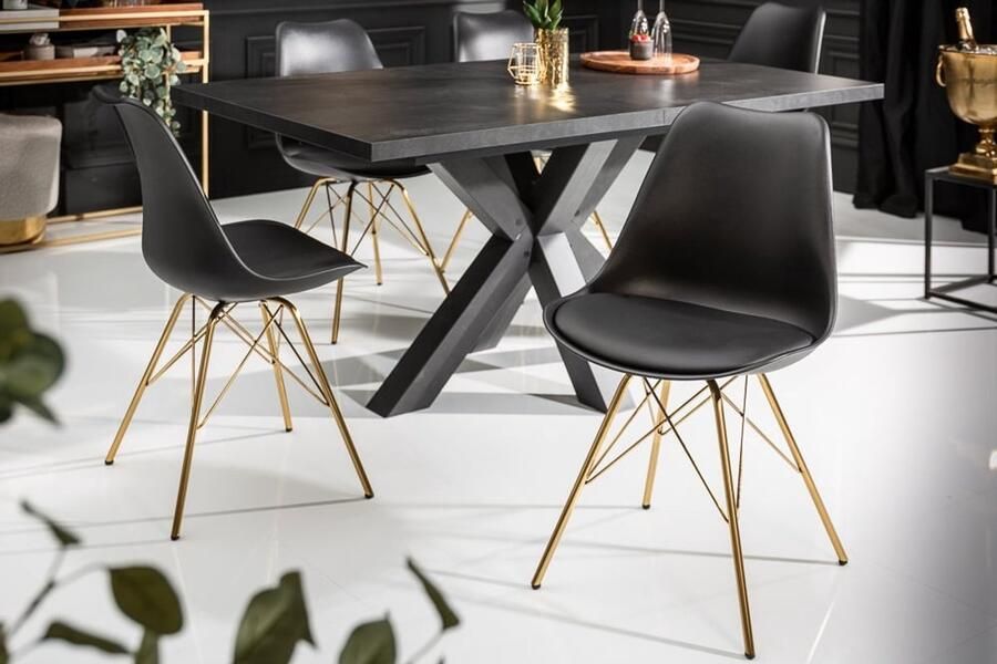 Invicta Interior Design stoel SCANDINAVIA MEESTERSTUK zwart gouden poten 41699