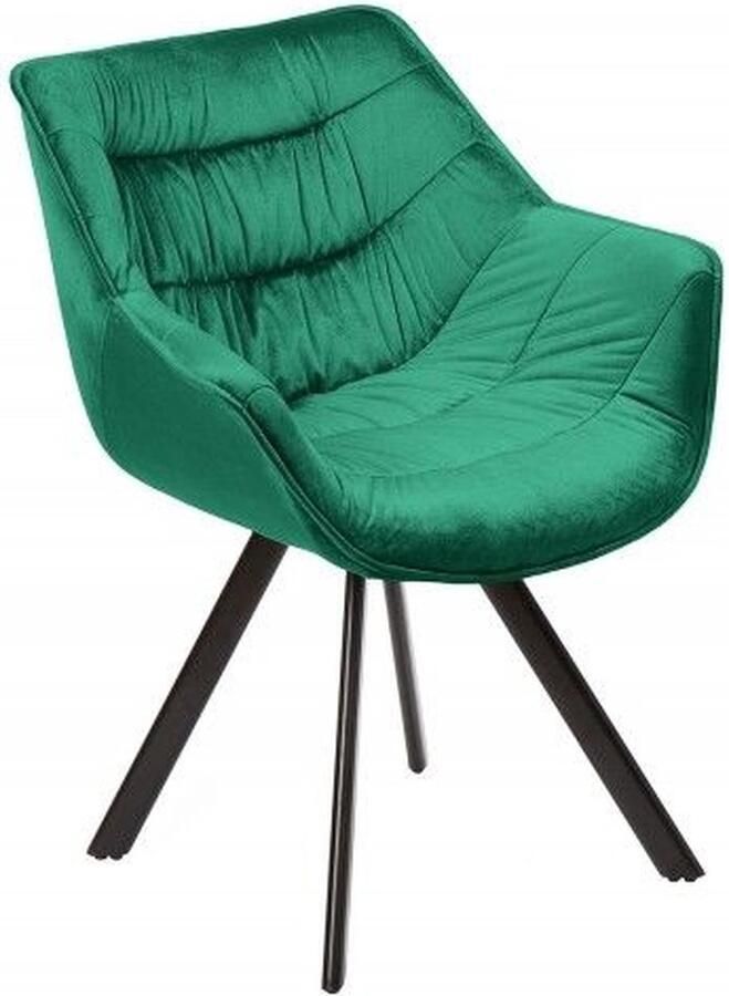 Invicta Interior Design Stoel THE DUTCH COMFORT Smaragdgroen fluweel Retro stijl met armleuningen 39475