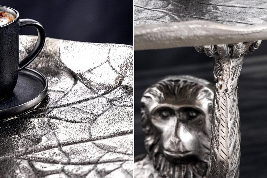 Invicta Interior Design Bijzettafel WILDLIFE MONKEY 60cm Zilver Metaal Handgemaakt 44836 - Foto 3