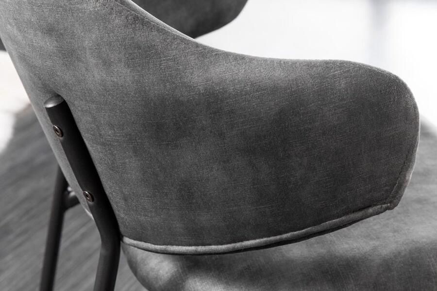 Invicta Interior Design stoel VOGUE grijs fluweel zwart metalen poten 43151 - Foto 2