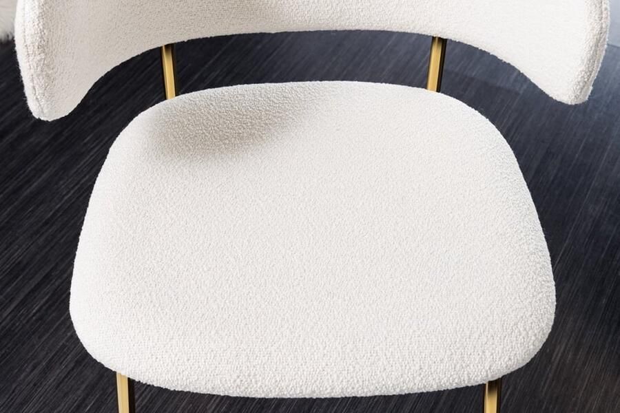 Invicta Interior Design stoel VOGUE wit Bouclé gouden metalen poten 43148 - Foto 4