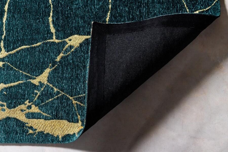 Invicta Interior Design Tapijt MARBLE 240x160cm groen goud marmerlook plat geweven 42616 - Foto 2