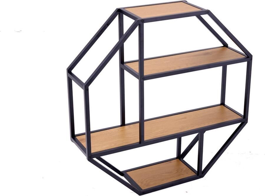 Invicta Interior Design wandplank SLIM LINE 77cm naturel zwart wilde eiken look Industrieel 43640