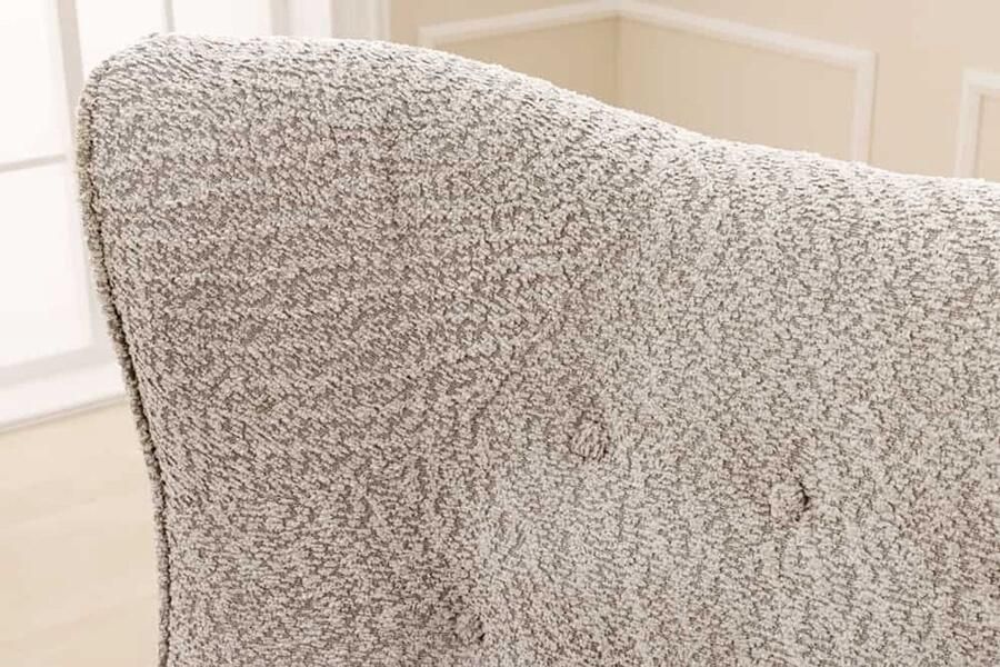 Invicta Interior Design XL fauteuil AMSTERDAM greige bouclé zwarte metalen poten retro stijl 44483 - Foto 2