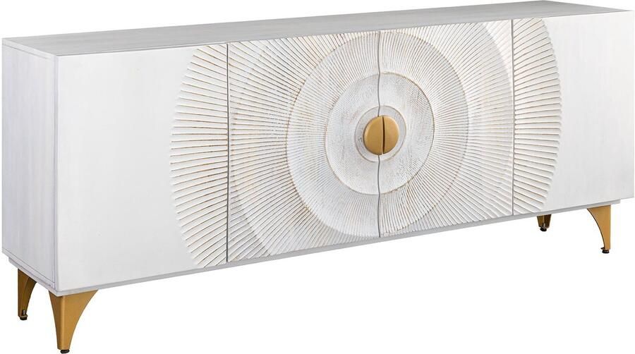 Invicta Interior Handgemaakt dressoir GOLDEN SUNSET 180 cm witgouden mangohouten metalen poten 45642 - Foto 2