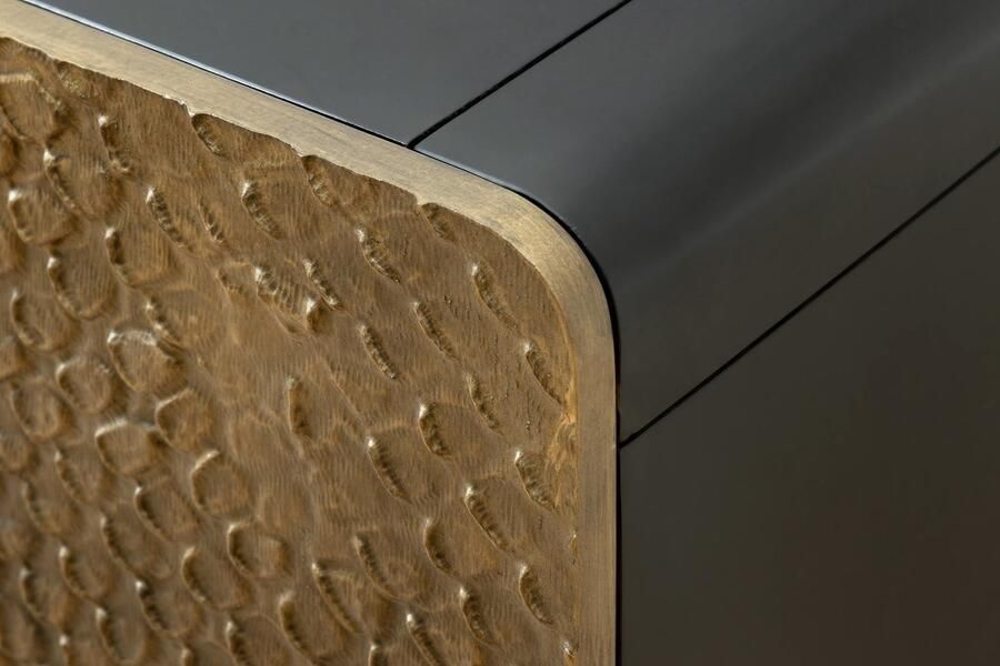 Invicta Interior Massief dressoir SNAKE 160cm bruin mangohout met 3D houtsnijwerk zwart slangendessin 44656 - Foto 2