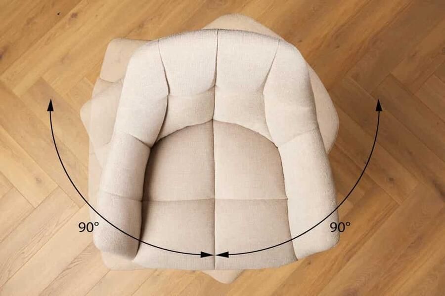 Invicta Interior Draaibare barkruk PAPILLON champagne beige barkruk met rugleuning zwarte metalen poten 43882 - Foto 2