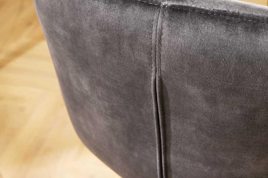 Invicta Interior Draaibare barkruk PAPILLON grijze fluwelen barstoel met rugleuning zwarte metalen poten 43883 - Foto 3