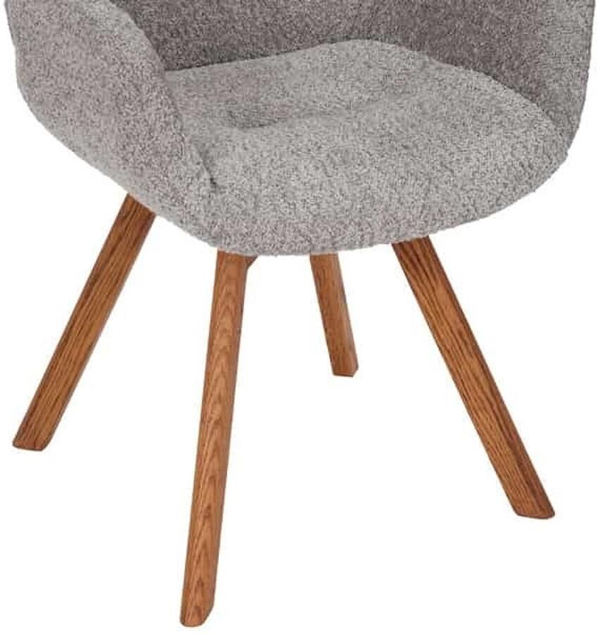 Invicta Interior Draaibare design stoel BALTIC grijs Boucle naturel eiken massief houten poten met armleuning 44200 - Foto 2