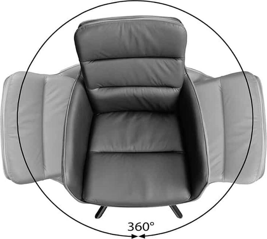 Invicta Interior Draaibare designstoel BIG GEORGE Zwart Antraciet Echt Lederen Microvezel met Armleuningen 43636