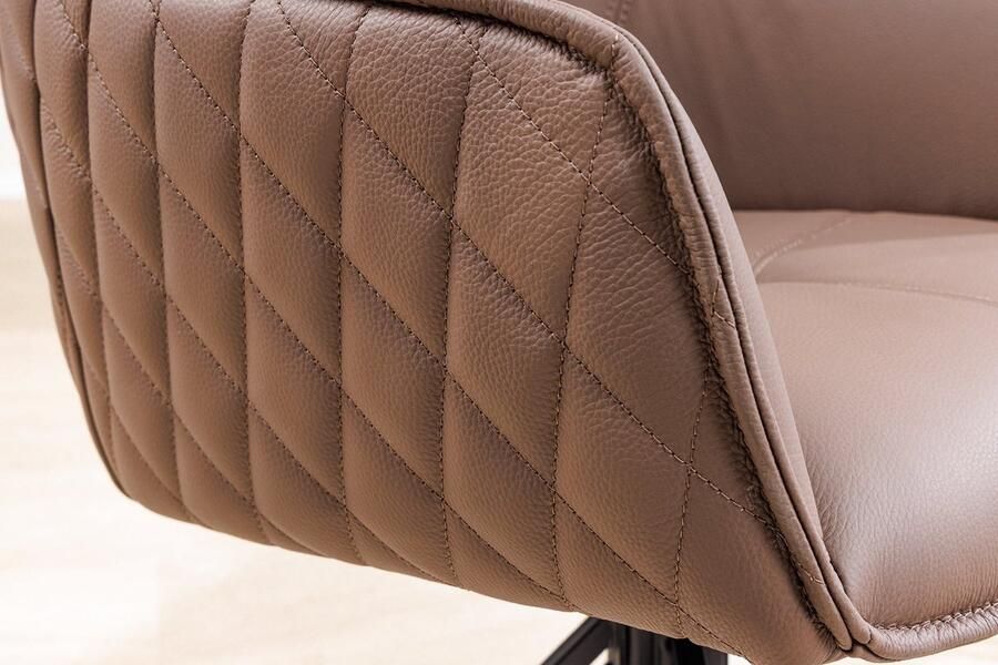 Invicta Interior Draaibare Design Stoel EUPHORIA Bruin Echt Leer Zwart Metalen Frame met Armleuning 45861 - Foto 2