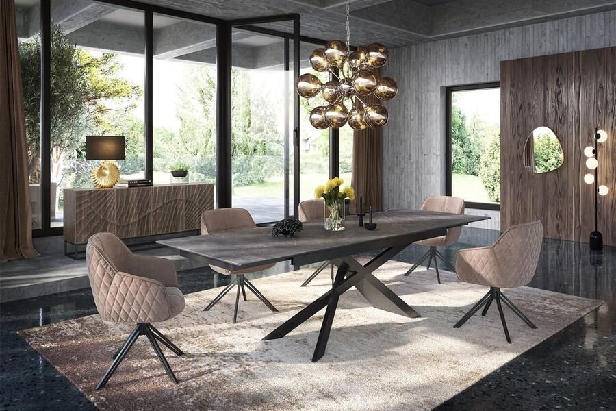 Invicta Interior Draaibare design stoel Celeste Essence champagne grijs fluweel met armleuning metalen frame zwart - Foto 4